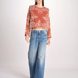 camicia m/l piu ricamo fiorellini 113 BROWN sea ny 