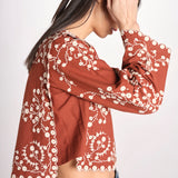 camicia m/l piu ricamo fiorellini 113 BROWN sea ny 