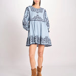 miniabito con ricamo fiorellini 114 BLUE sea ny 