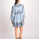 miniabito con ricamo fiorellini 114 BLUE sea ny 