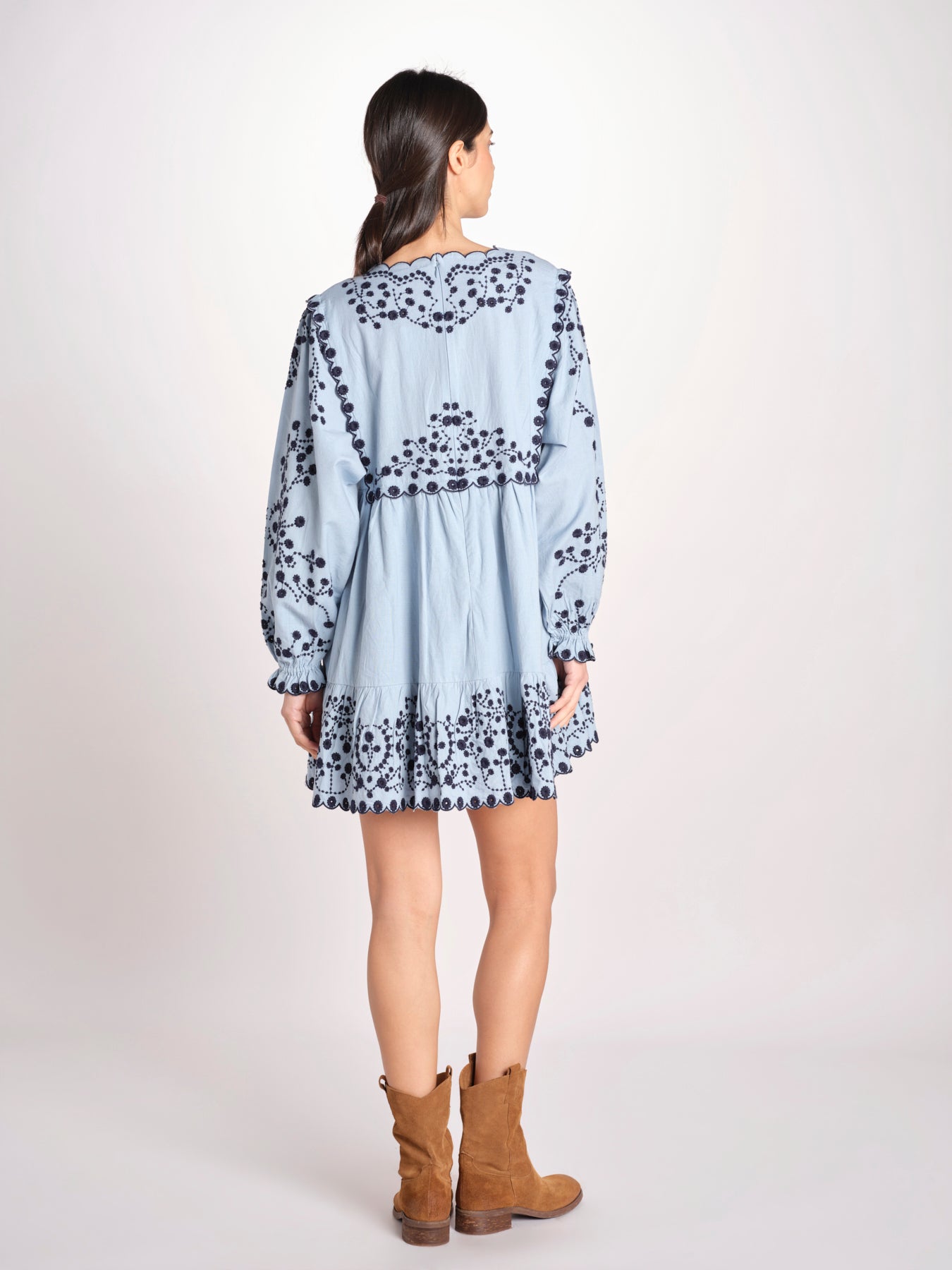 miniabito con ricamo fiorellini 114 BLUE sea ny 