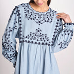 miniabito con ricamo fiorellini 114 BLUE sea ny 