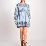 miniabito con ricamo fiorellini 114 BLUE sea ny 