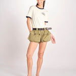 short con tasconi e cuciture ANDREA 001 ARMY sea ny 