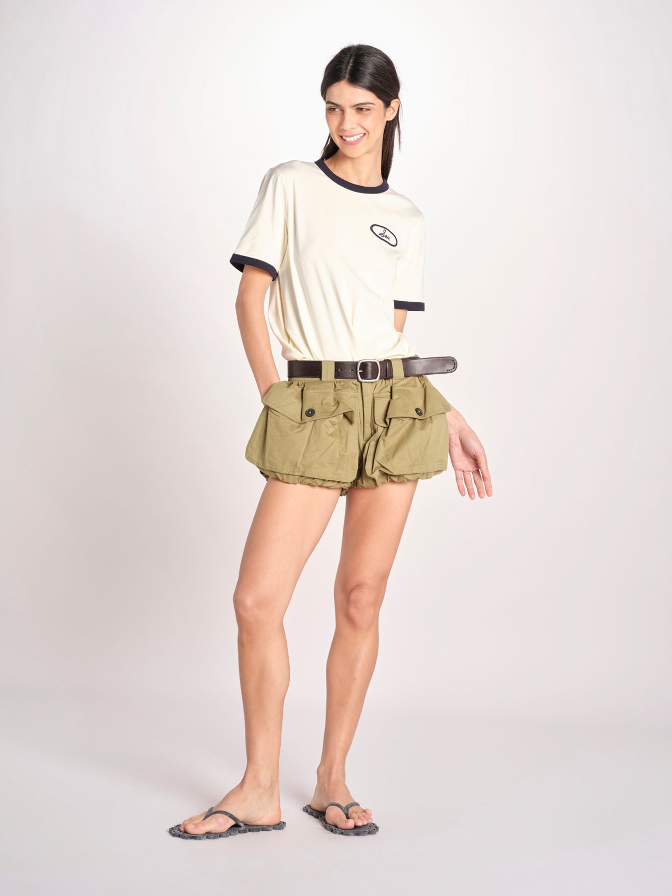 short con tasconi e cuciture ANDREA 001 ARMY sea ny 