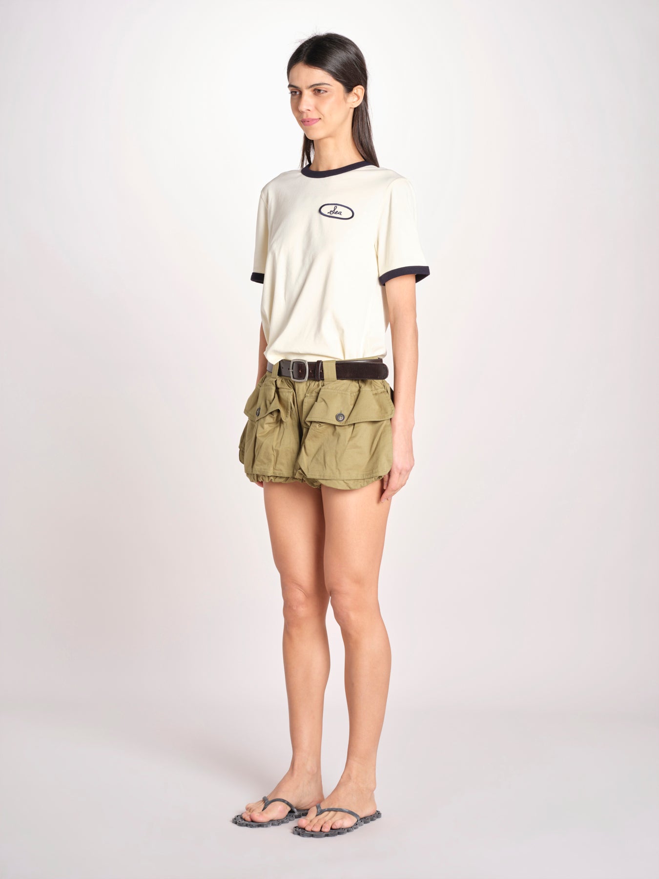 short con tasconi e cuciture ANDREA 001 ARMY sea ny 