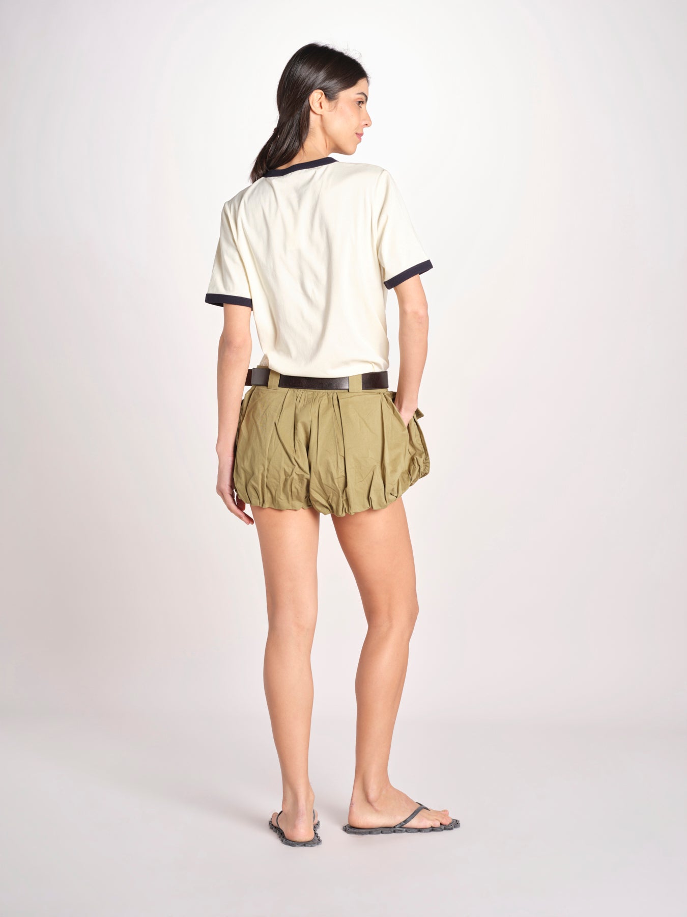 short con tasconi e cuciture ANDREA 001 ARMY sea ny 