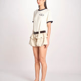 short con tasconi e cuciture ANDREA 001 STONE sea ny 