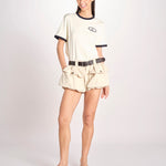 short con tasconi e cuciture ANDREA 001 STONE sea ny 