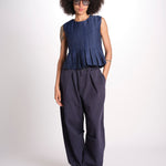 embossed top FAYETTA TANK NAVY sea ny 
