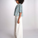 camicia manica corta con stampa fiorellini KIRSTEN 074 SKY sea ny 