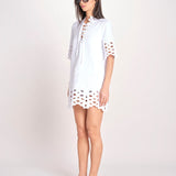 tunica con intarsi LEILA 730 WHITE sea ny 