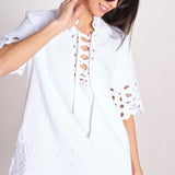 tunica con intarsi LEILA 730 WHITE sea ny 