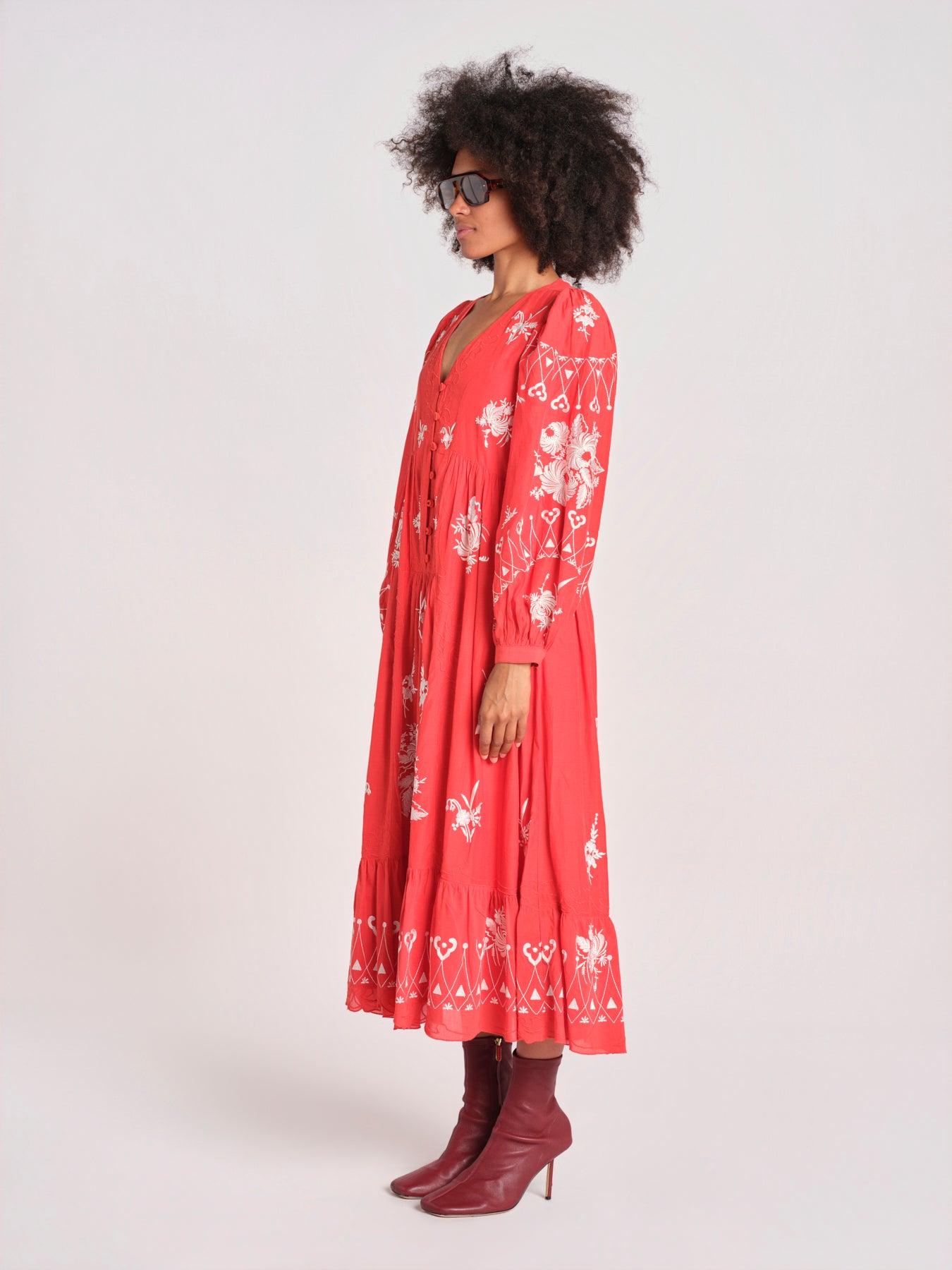 abito con ricamo fiori SERAFINA DRESS 100 POPPY sea ny 