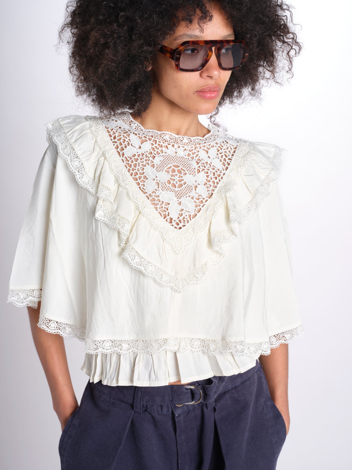 camicia lace capelet SHANNA121 CREAM sea ny 