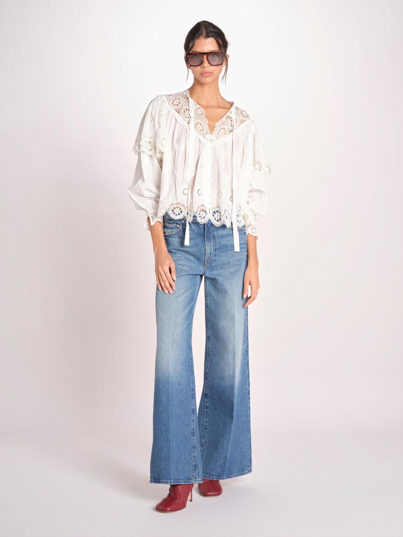 camicia a maniche lunghe in pizzo SOFIA 044 CREAM sea ny 