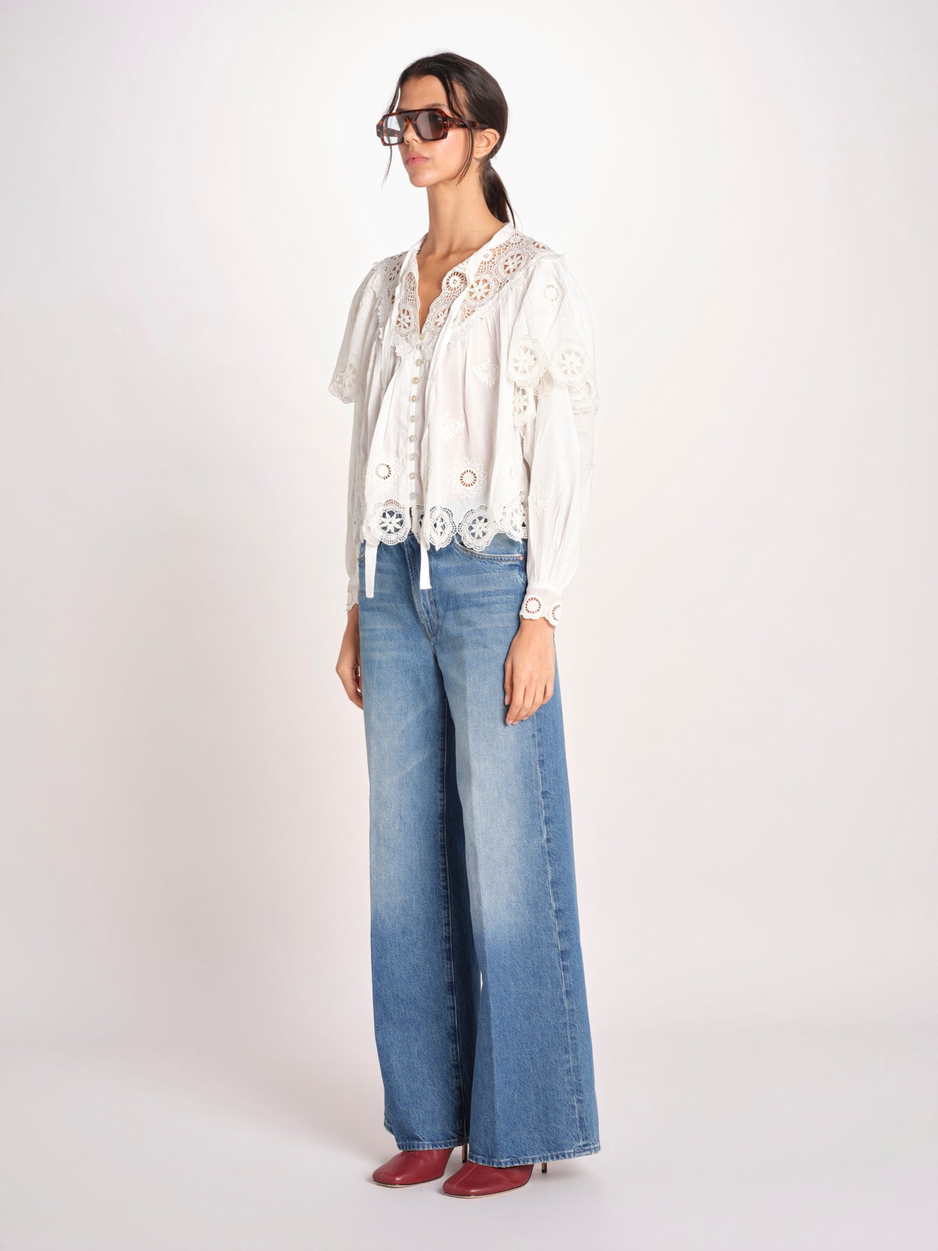 camicia a maniche lunghe in pizzo SOFIA 044 CREAM sea ny 
