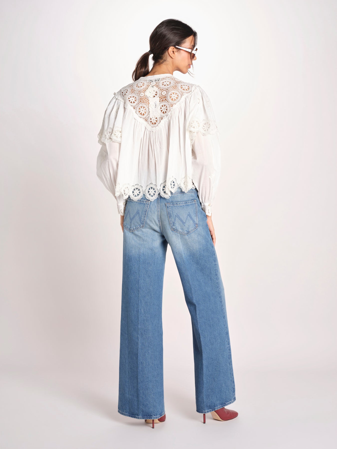 camicia a maniche lunghe in pizzo SOFIA 044 CREAM sea ny 