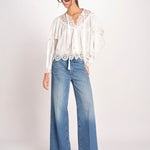 camicia a maniche lunghe in pizzo SOFIA 044 CREAM sea ny 