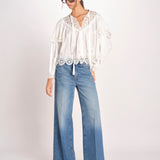 camicia a maniche lunghe in pizzo SOFIA 044 CREAM sea ny 