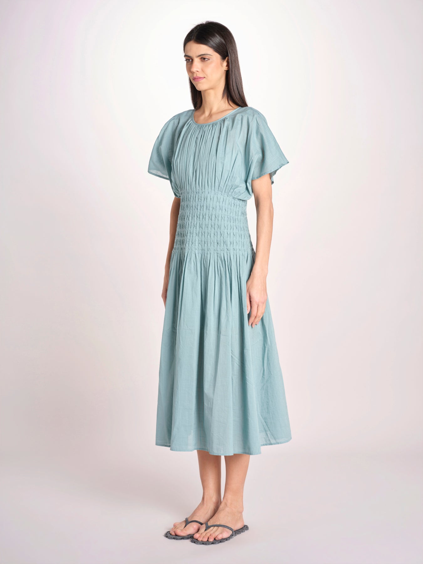 abito midi punto smoke VIOLET DRESS 112 BLUE sea ny 