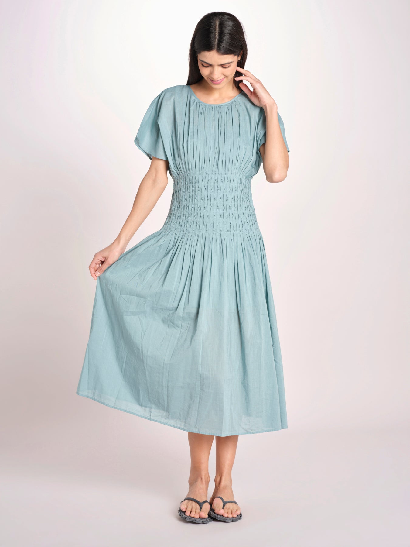 abito midi punto smoke VIOLET DRESS 112 BLUE sea ny 