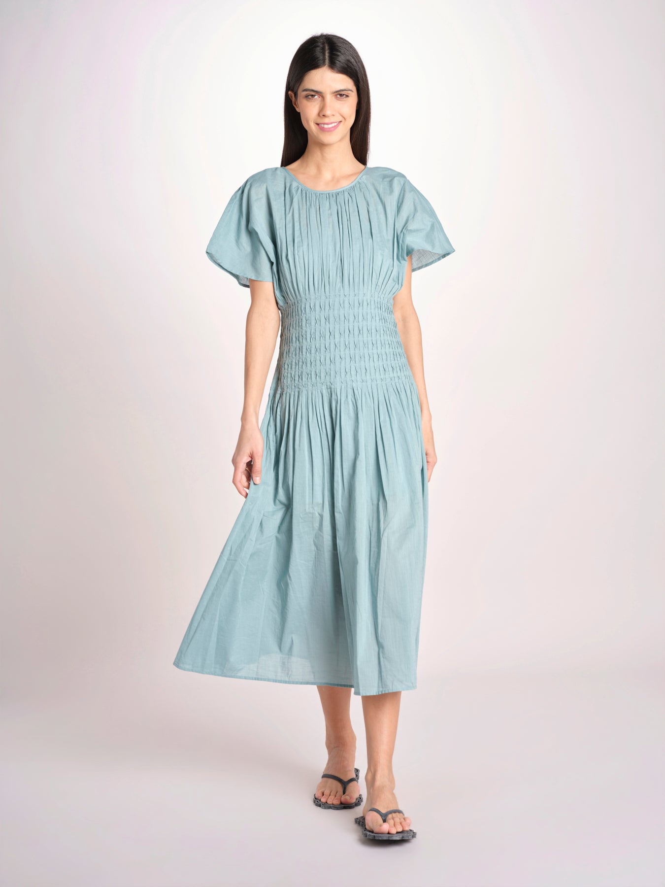 abito midi punto smoke VIOLET DRESS 112 BLUE sea ny 