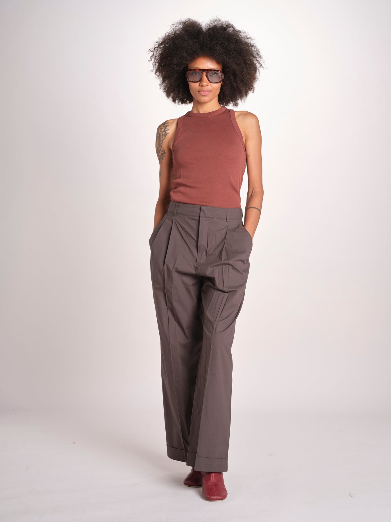 pantalone con pinces e risvolto PAN1319WATSON GRIS ANTHRACITE GRI0326S soeur 