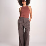 pantalone con pinces e risvolto PAN1319WATSON GRIS ANTHRACITE GRI0326S soeur 