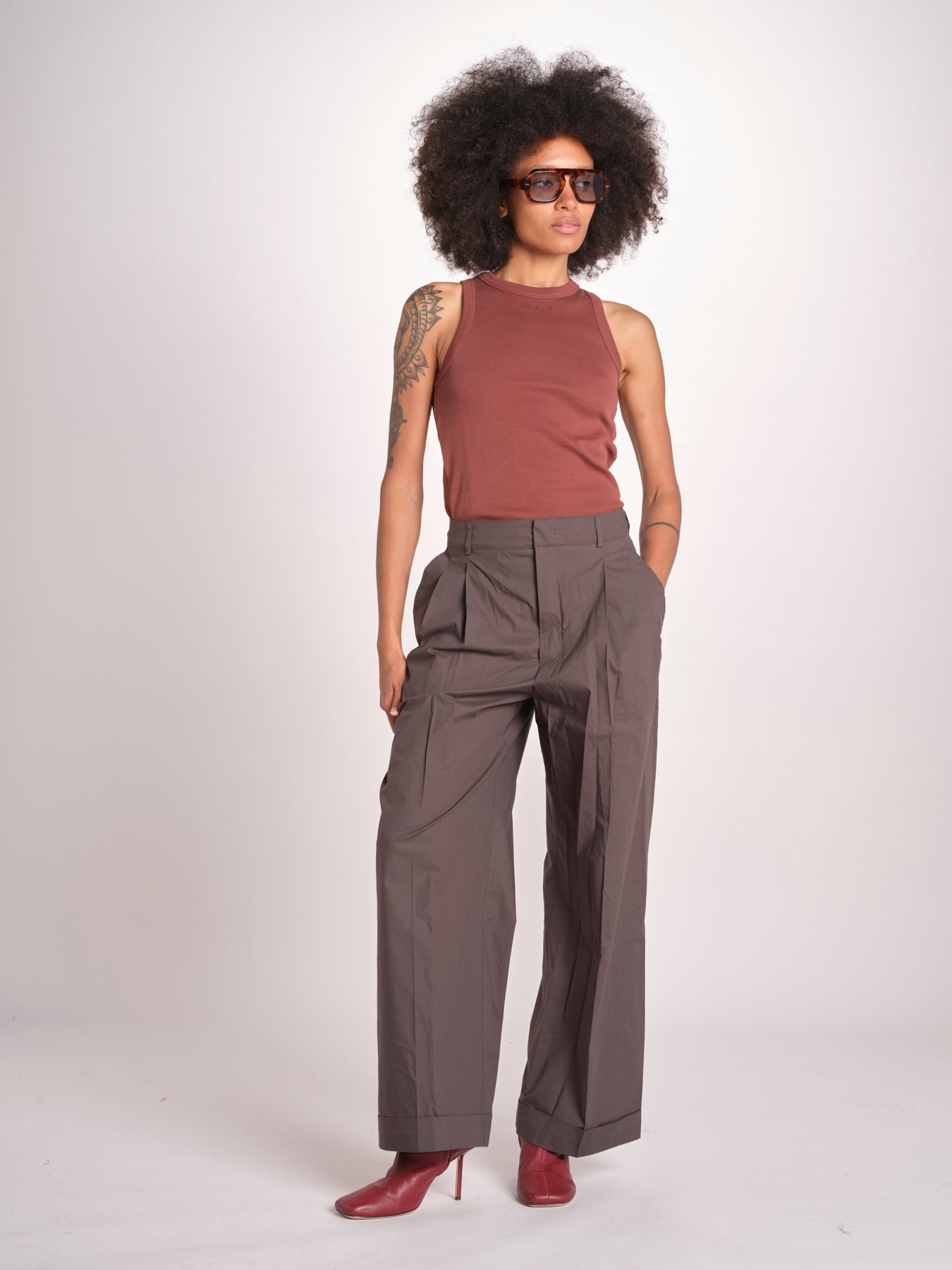 pantalone con pinces e risvolto PAN1319WATSON GRIS ANTHRACITE GRI0326S soeur 