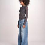 top maniche lunghe in tulle TSH0135GAIA BLEU GRIS BLE2625W soeur 