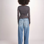 top maniche lunghe in tulle TSH0135GAIA BLEU GRIS BLE2625W soeur 