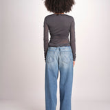 top maniche lunghe in tulle TSH0135GAIA BLEU GRIS BLE2625W soeur 