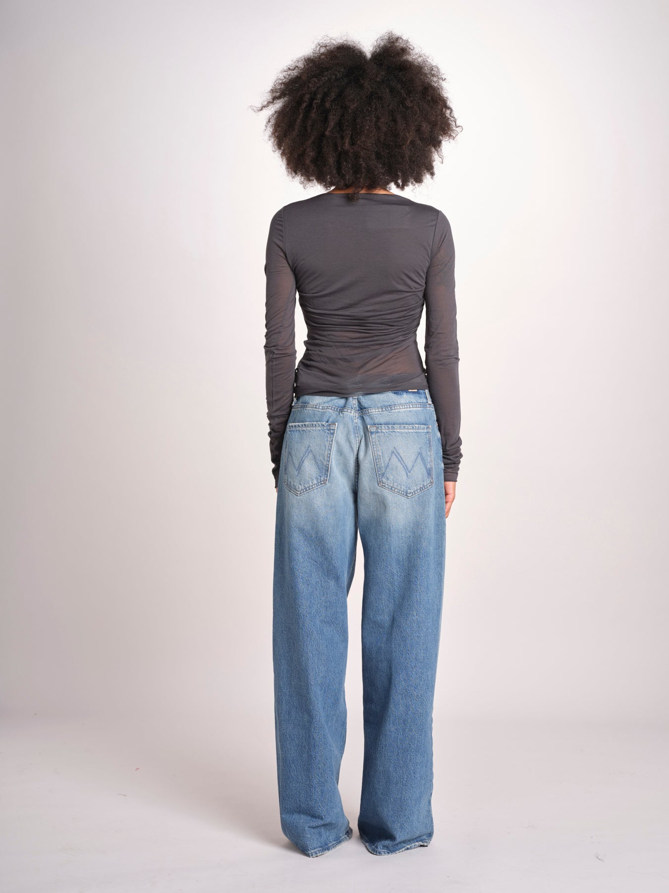 top maniche lunghe in tulle TSH0135GAIA BLEU GRIS BLE2625W soeur 