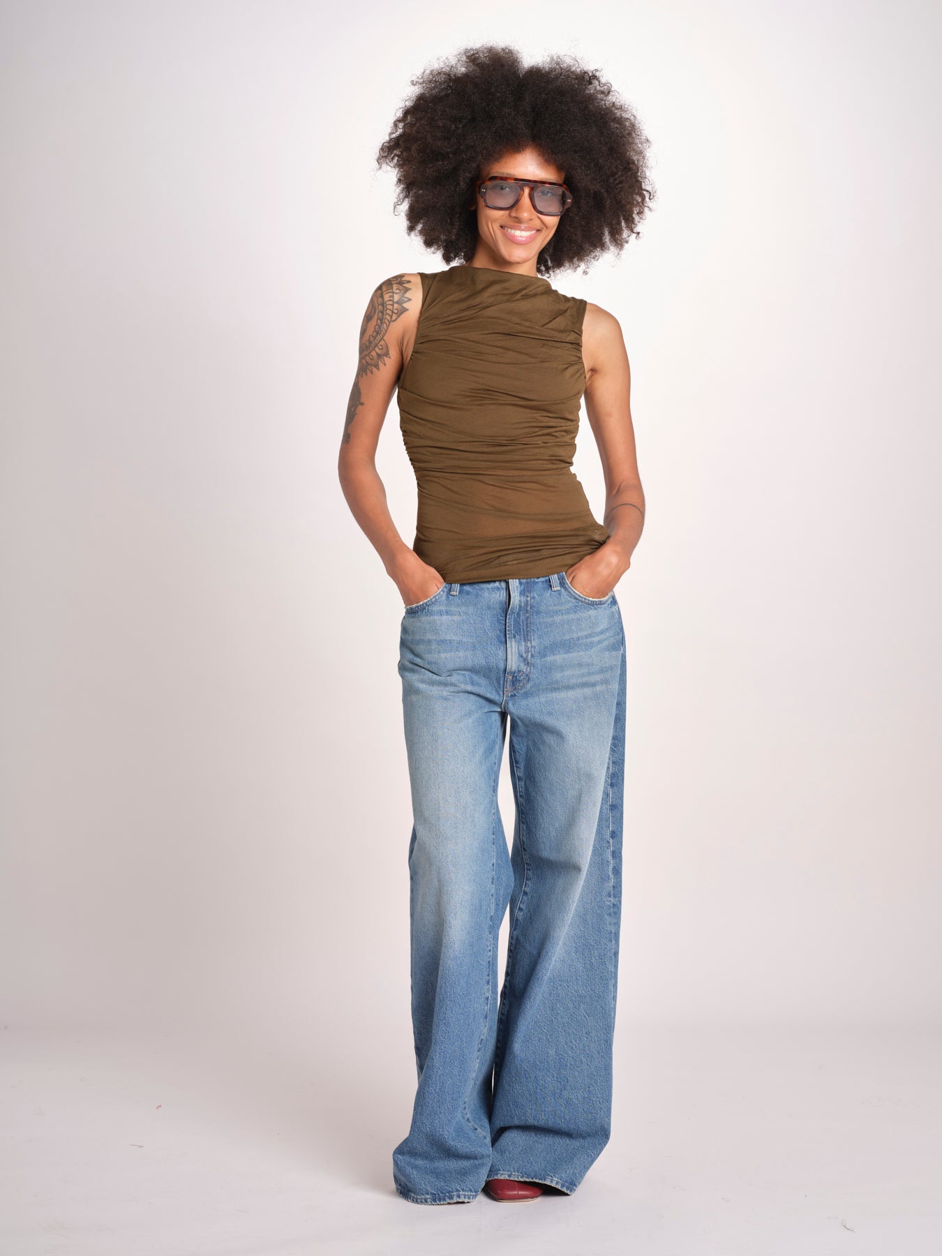 top in tulle TSH0624IRINA KAKI BRONZE KAKI1026S soeur 