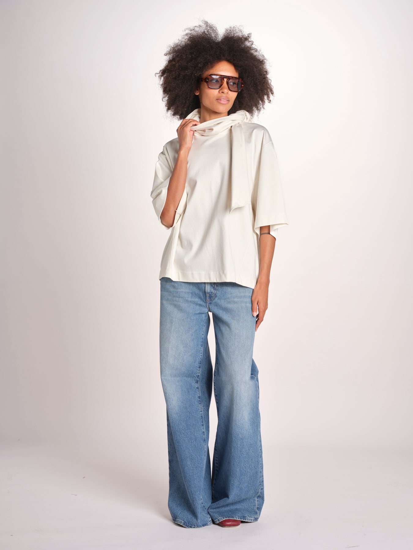 blousa con sciarpa TSH0720HELENA BLANC BLA0126S soeur 