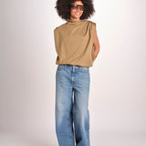 blousa con arriccio TSH0737IDRIS BEIGE VERT BEI4723S soeur 