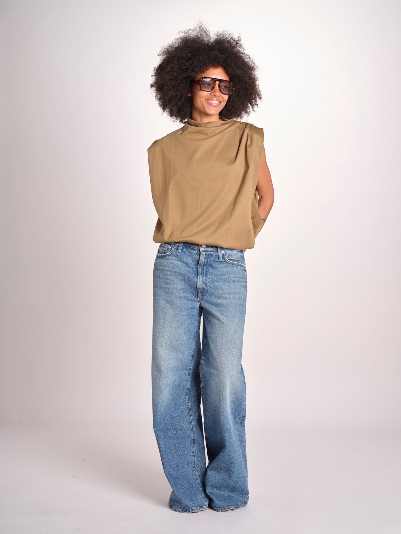 blousa con arriccio TSH0737IDRIS BEIGE VERT BEI4723S soeur 