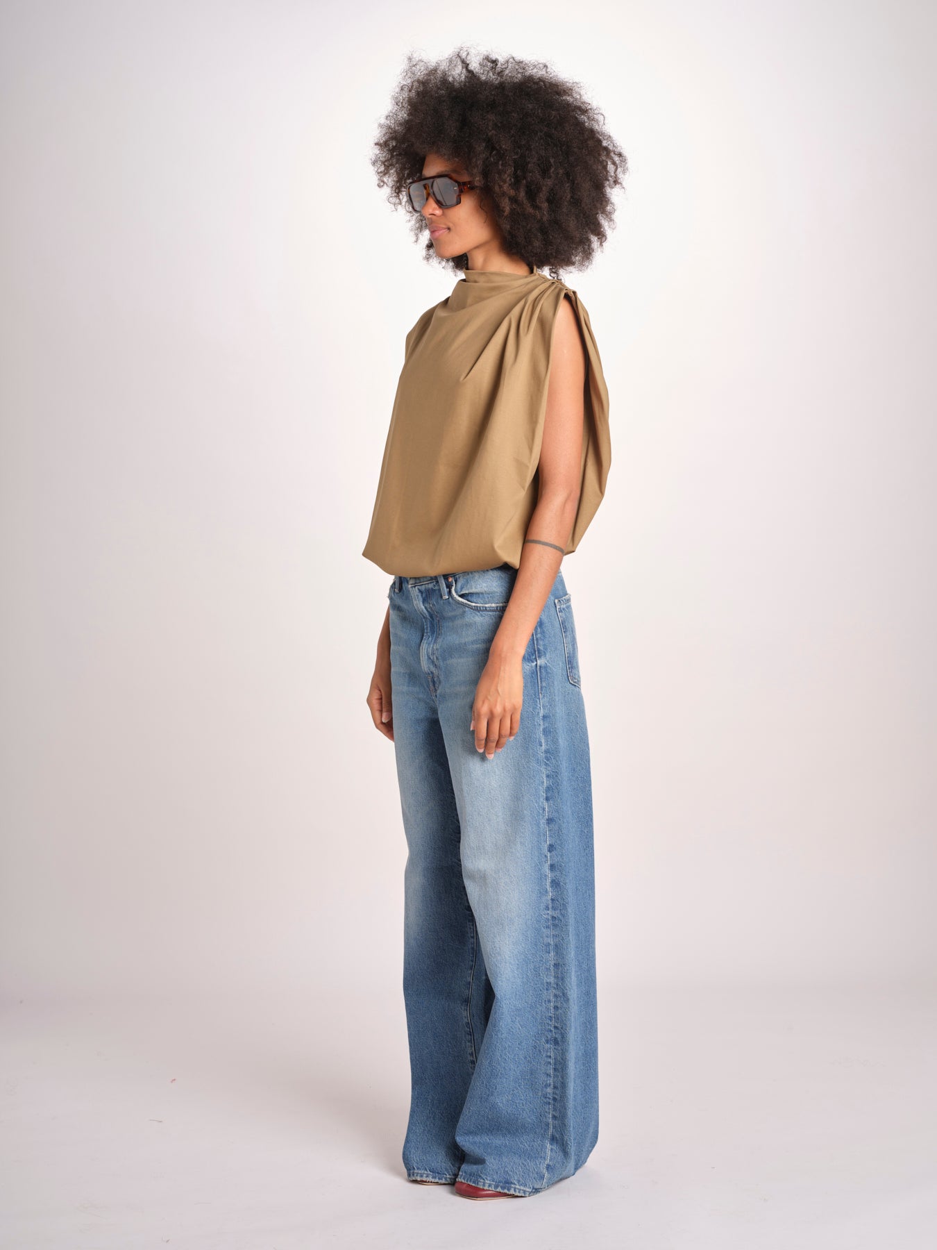 blousa con arriccio TSH0737IDRIS BEIGE VERT BEI4723S soeur 