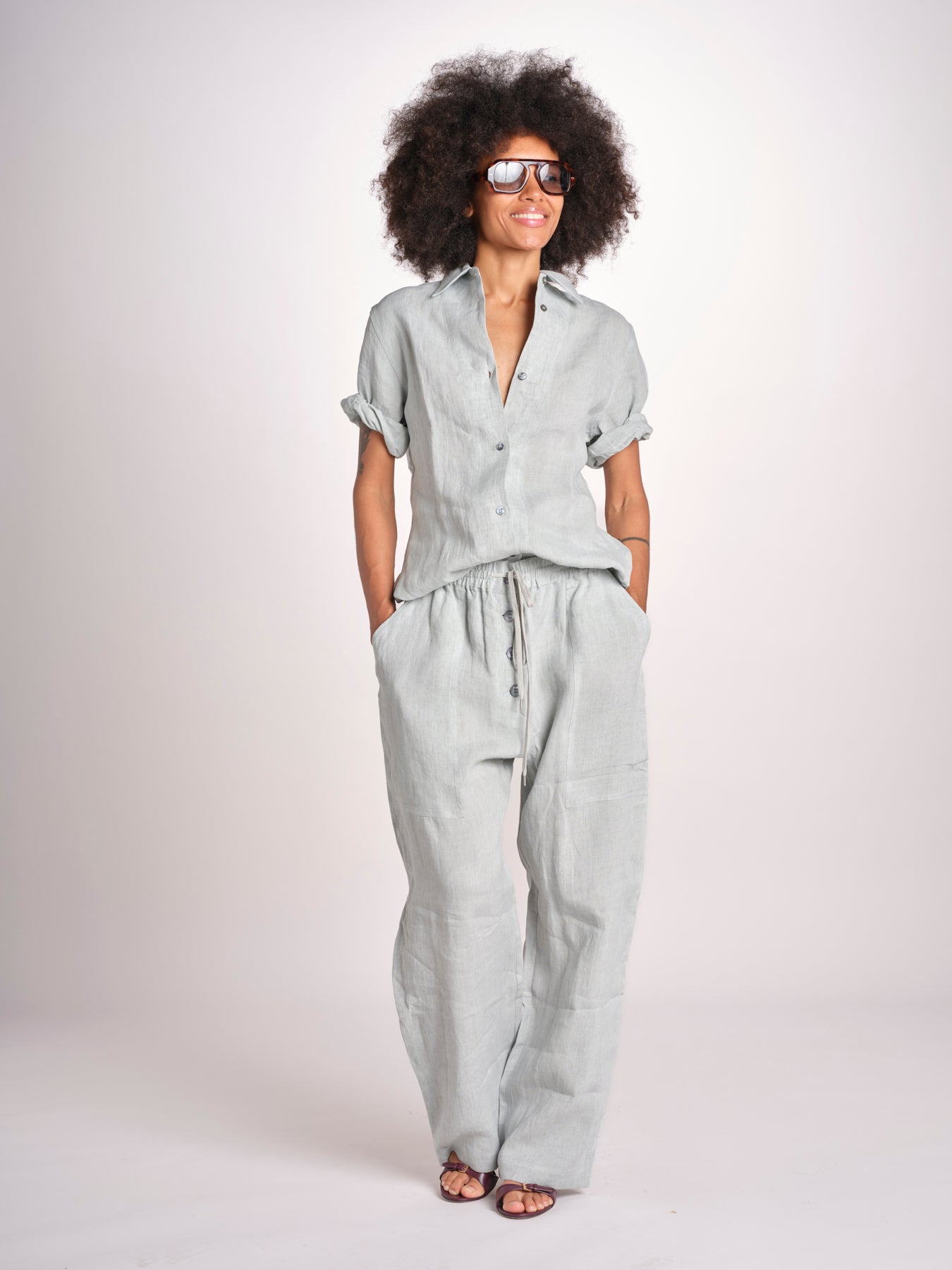 pantalone con bottone ATTIS SNW-1640 SPEARMINT studio nicholson 