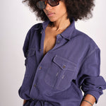 camicia uomo con impunture LOURO 1479 INDIGO studio nicholson 
