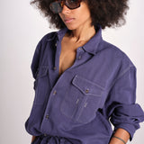 camicia uomo con impunture LOURO 1479 INDIGO studio nicholson 