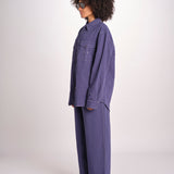 camicia uomo con impunture LOURO 1479 INDIGO studio nicholson 
