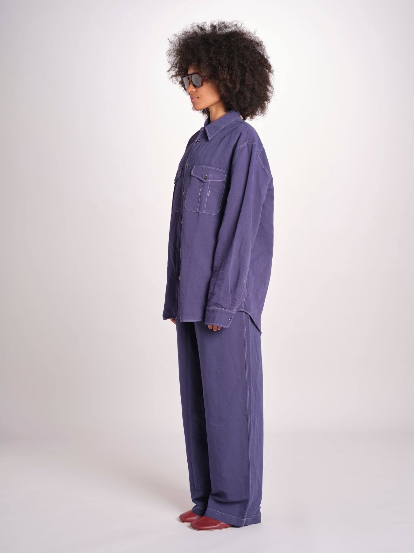 camicia uomo con impunture LOURO 1479 INDIGO studio nicholson 