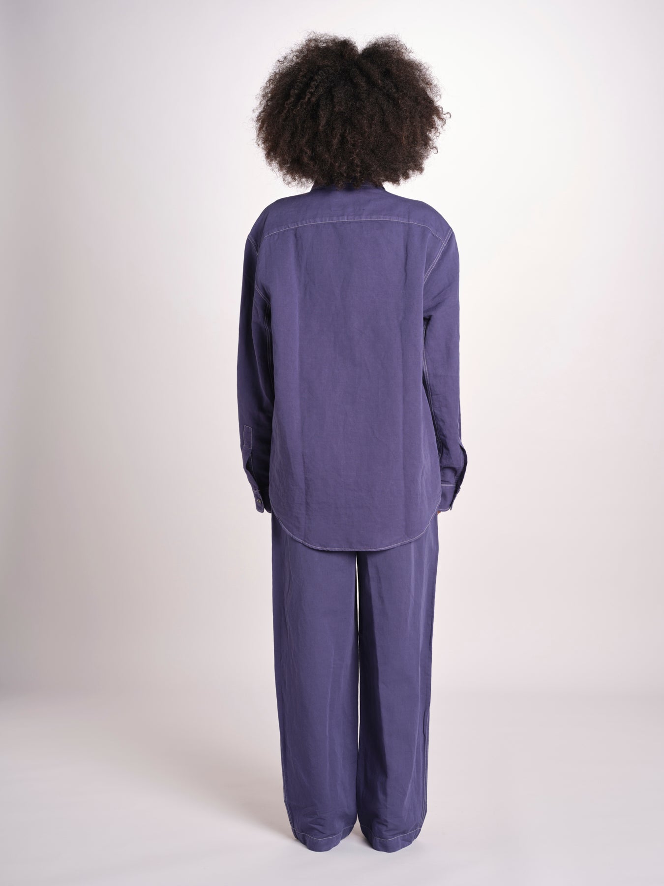 camicia uomo con impunture LOURO 1479 INDIGO studio nicholson 