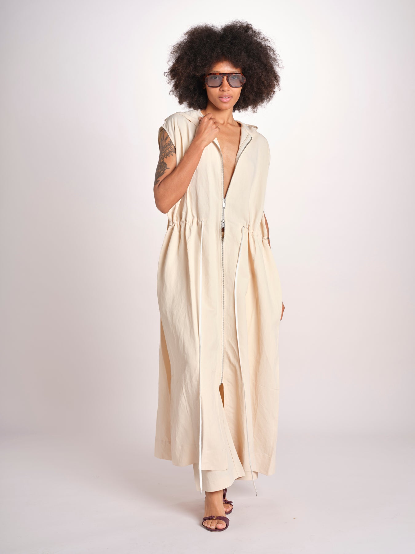 gilet lungo con cappuccio MATURIN 1195 CANVAS studio nicholson 