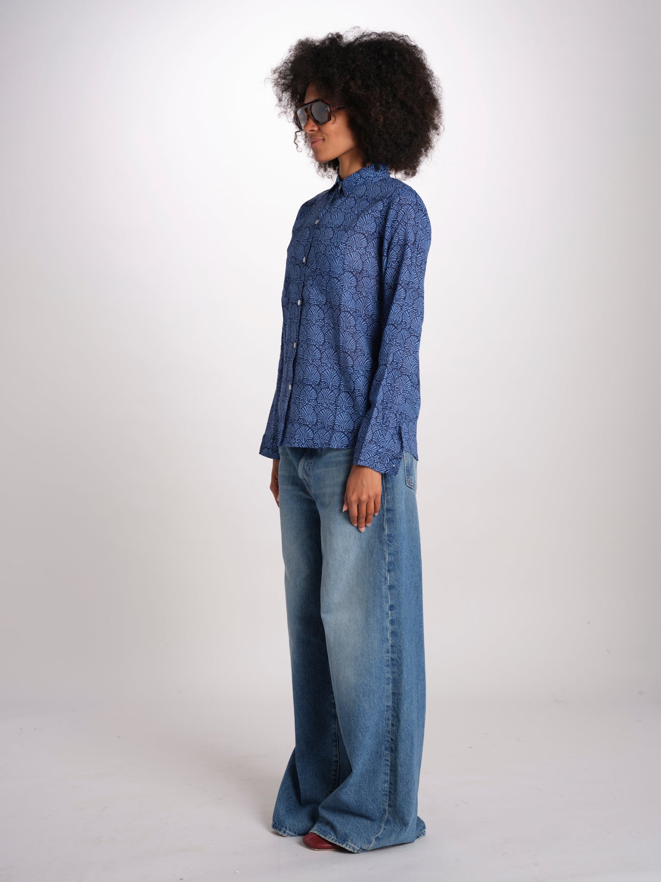 camicia KIPRO-502Y BLEU terre rouge 