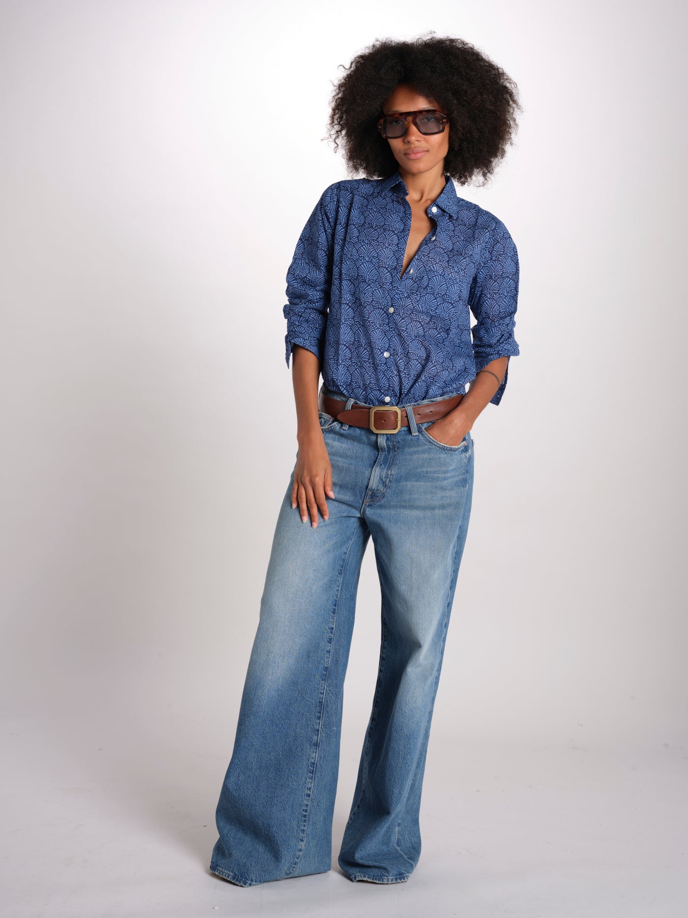 camicia KIPRO-502Y BLEU terre rouge 