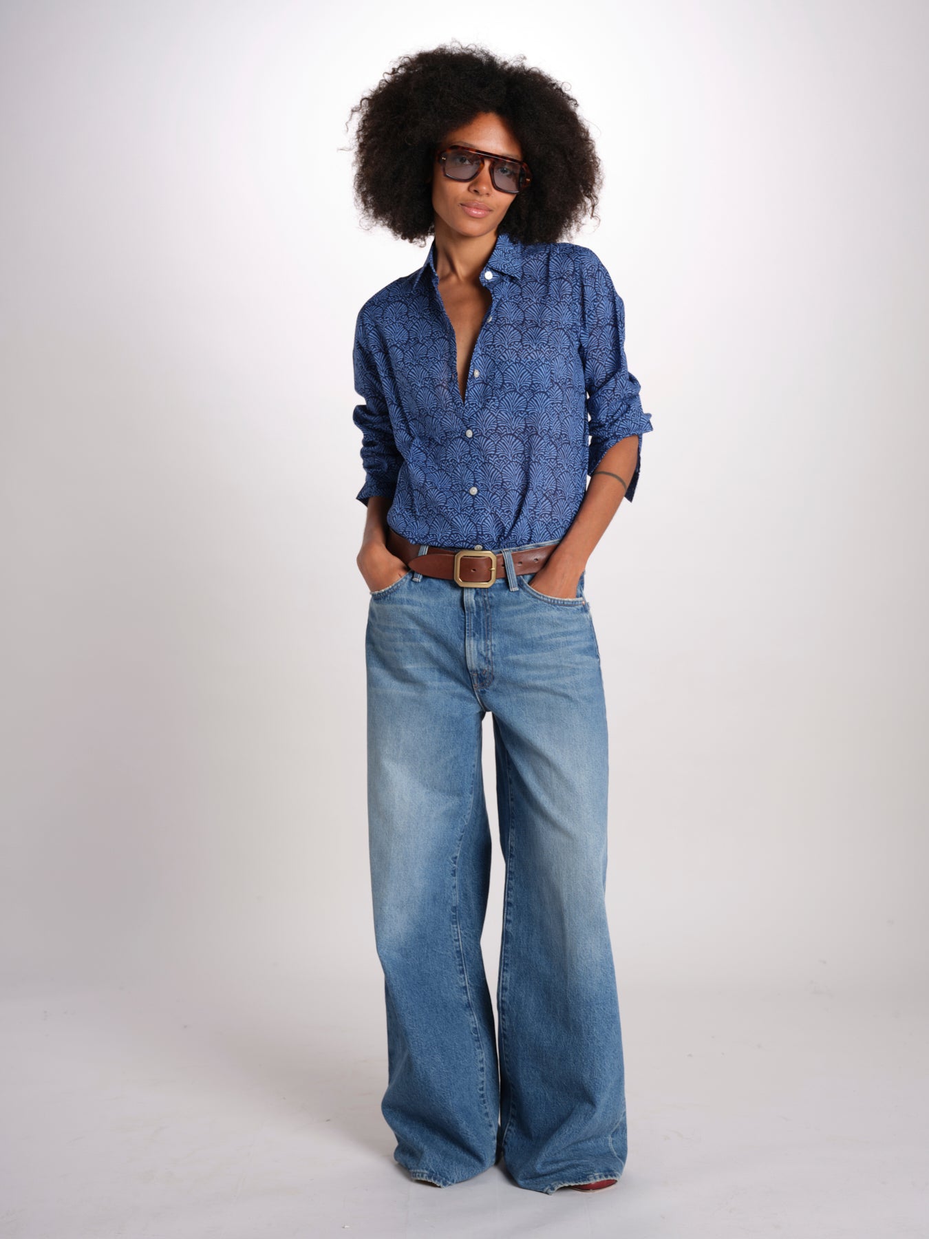 camicia KIPRO-502Y BLEU terre rouge 