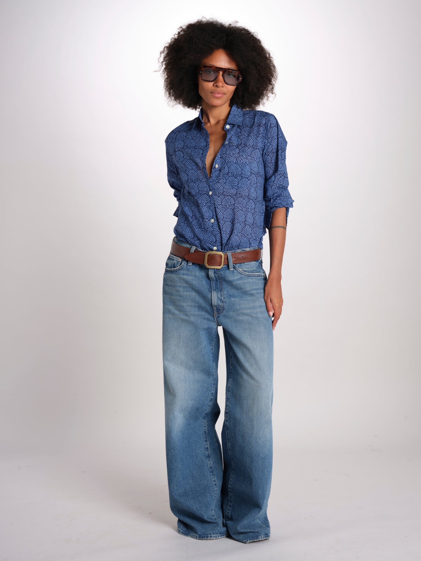 camicia KIPRO-502Y BLEU terre rouge 